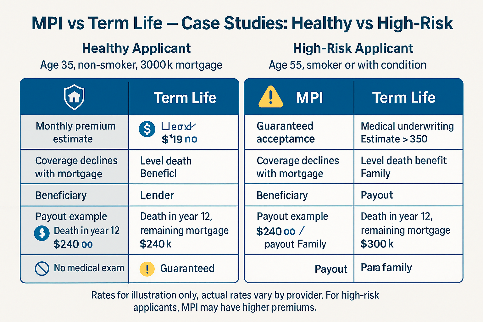 Mortgage Protection Insurance Side-by-side case studies