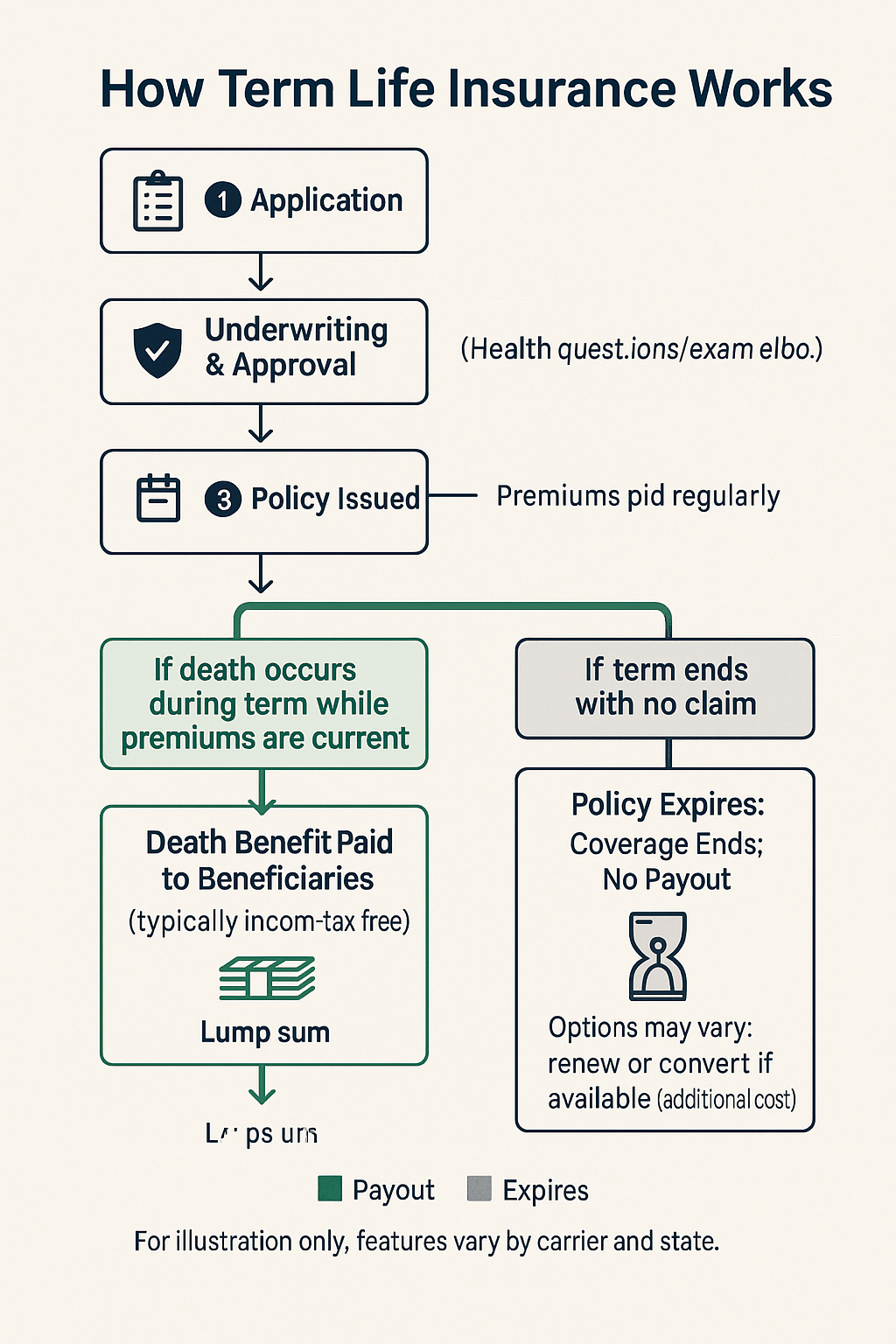 term life insurance from application to payout